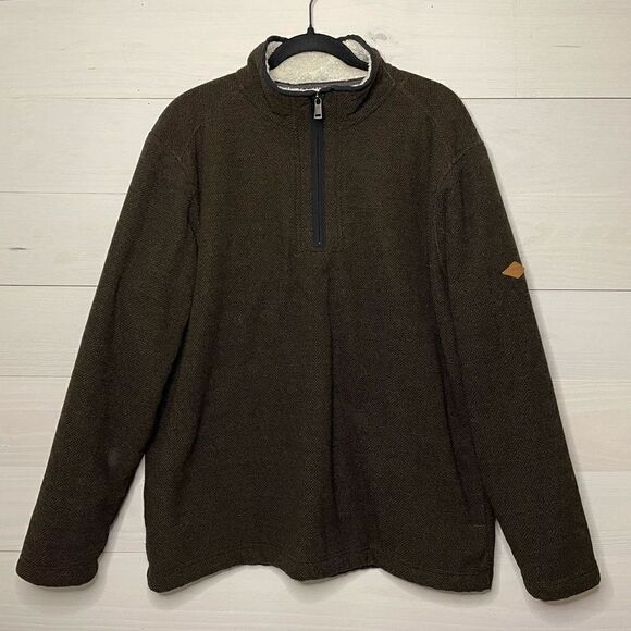 ORVIS Men’s 1/4 Zip Sherpa-Lined Pullover Sweater XL Brown - Picture 2 of 6
